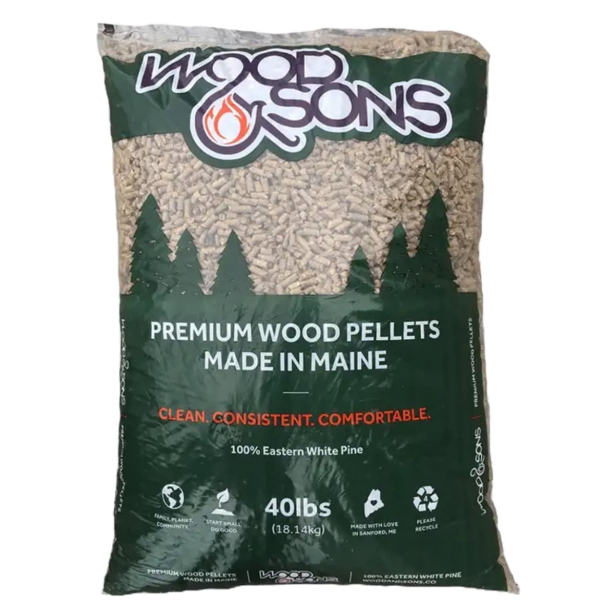 Wood & Sons Premium Wood Pellets bag